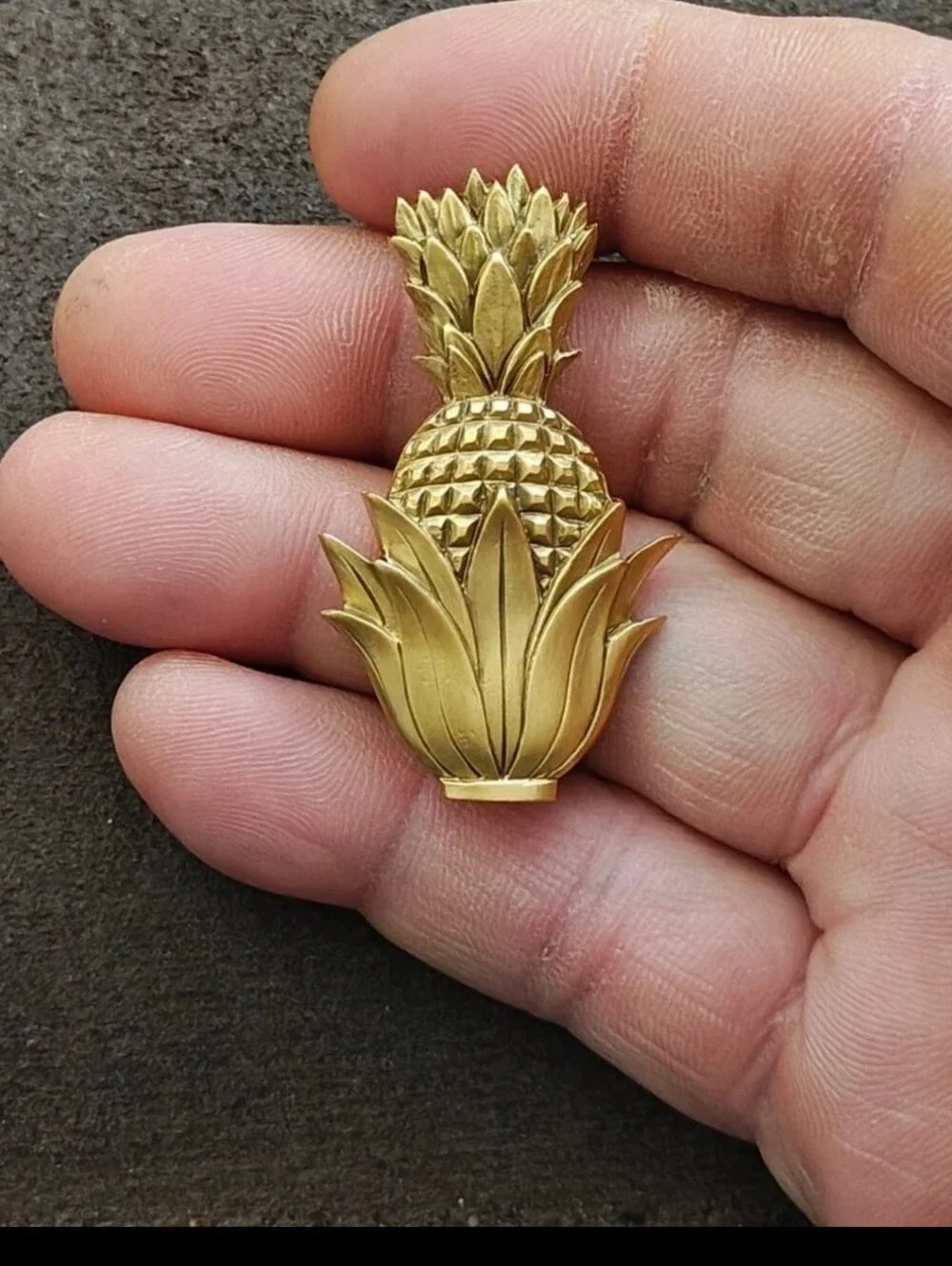 1980s Vintage Signed EI Gold Tone Pineapple Brooch